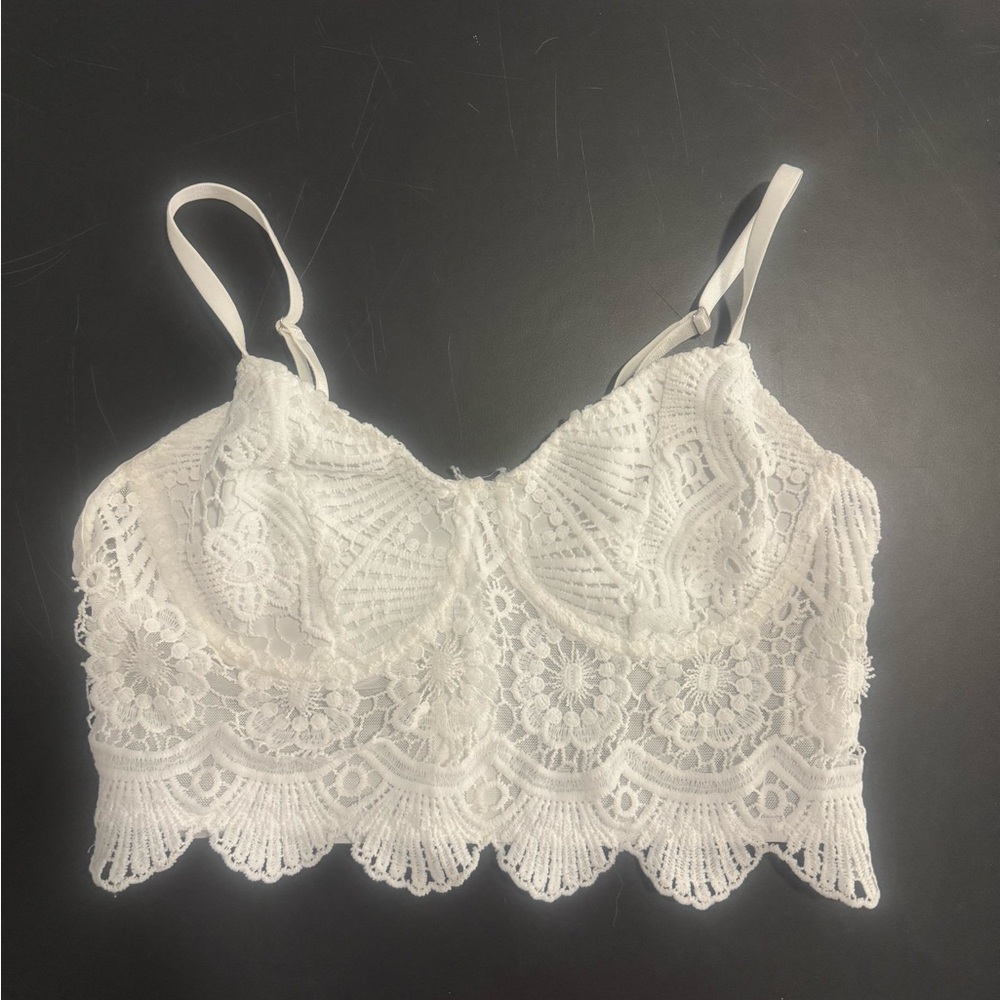 White Lace Crop Top